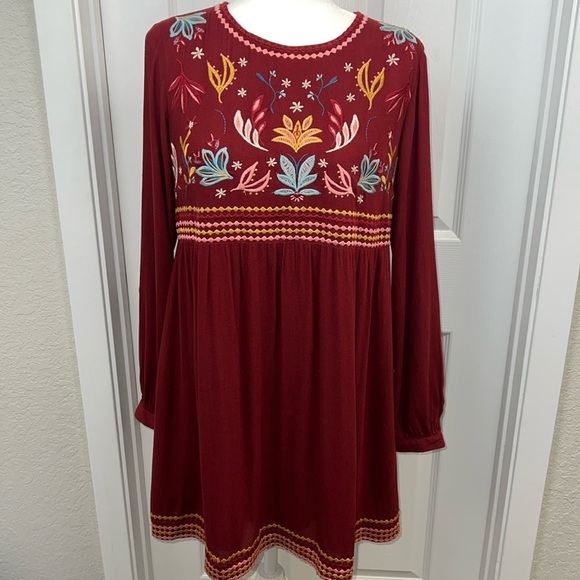 Savanna Jane Floral Embroidered Mini Tunic Babydoll Dress - Picture 1 of 10